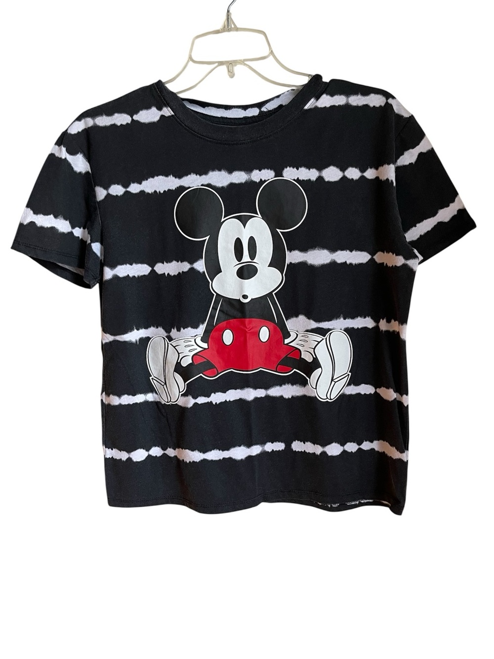 Mickey Mouse Womens White Black T-shirt Size Small